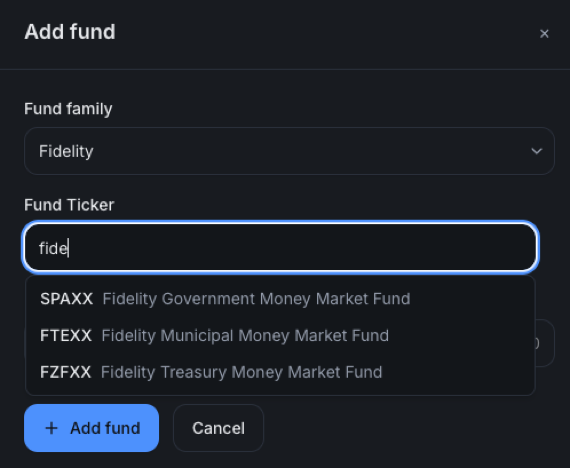 Find US government obligations % by fund and tax year.